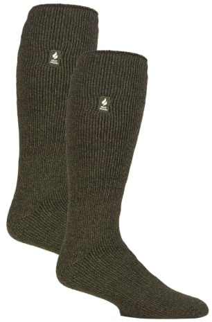 HEAT HOLDERS 2 Pack Mens Knee High Thermal Socks Warm Thermal Cosy Long Socks for Winter (6-11, Forest Green)