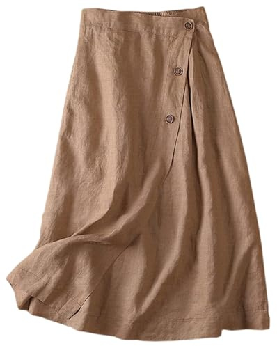 Falda midi de lino con bolsillos, faldas midi de lino para mujer, faldas de lino para mujer, falda de lino