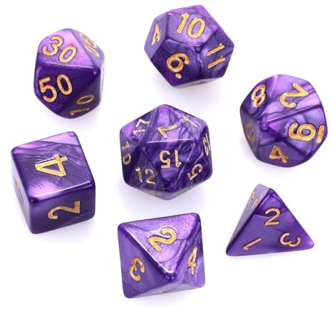 SinChic Purple Dice Sets,7 PCS Polyhedral Dice Sets Nebula Dice Sets Dice Games Luminary Polyhedral Dice Set Purple Polyhedral Dice DND Dice Set for Dungeon and Dragons MTG Table Games RPG DND