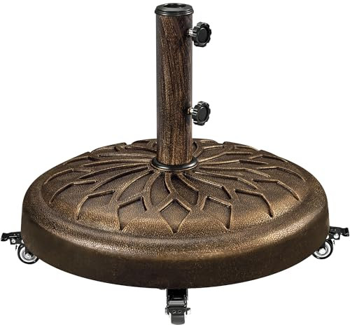 Yaheetech 24,7 kg Sonnenschirmständer mit Rollen ø50,6 cm Schirmständer Sonnenschirm Stabiler Schirmhalter für Schirmstangen von 34/38/48 mm für Garten/Balkon/Strand, Bronze