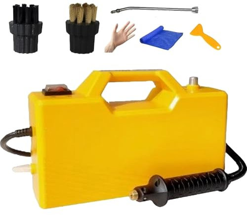 Nettoyeur vapeur auto-amorçant, nettoyeur vapeur portatif 9,5 bars avec 2 têtes de brosse et 1 coude d'extension, 6 vitesses réglables, nettoyeur vapeur haute pression pour cuisine et salle de bain(Ye