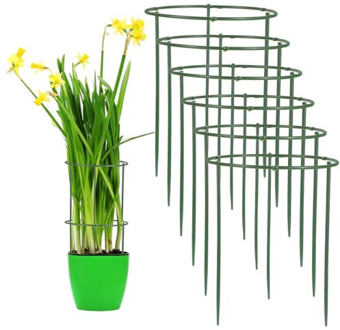 Wanmu Lot de 36 piquets de support pour plantes, demi-ronds, empilables à 3 niveaux, anneau de support de fleurs de jardin pour intérieur et extérieur, tomates, pivoines, fruits, hortensias, plantes