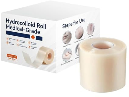 Vendas Hidrocoloides | Apósito Impermeable 5 cm x 5 m para Heridas y Ampollas,Cinta Transpirable Flexible para Quemaduras y Heridas en Rodillas y Dedos