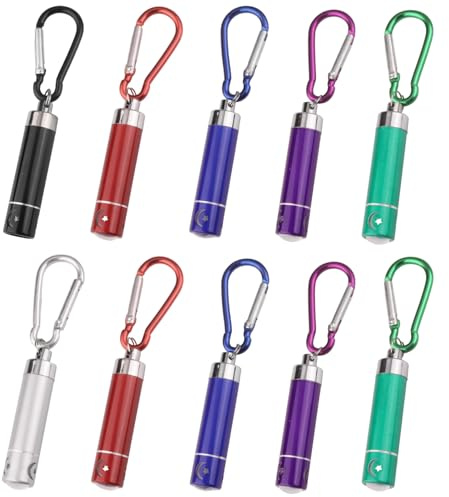 LEIBOCHAO Lot de 10 mini lampes torches porte-clés pour enfants, porte-clés LED en aluminium coloré, pour souvenirs, camping, randonnée, activités de plein air