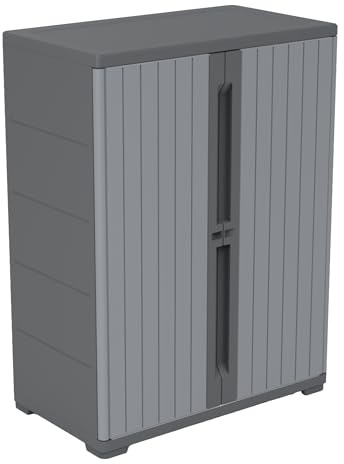 Garden Store Direct Utility Cabinet With 1 Shelf, 4 Different Positions, Lockable, Stackable, 65 x37 x 86.5cm 173Litre/ 46 Gallon