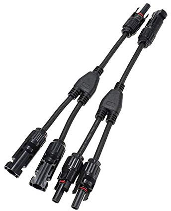 Dongge Solaranschluss Y-Zweig Paralleladapter Solarpanel-Kabel Steckverteiler Photovoltaik-Abzweigstecker und -Buchse Unterstützt 30A Hochstrom