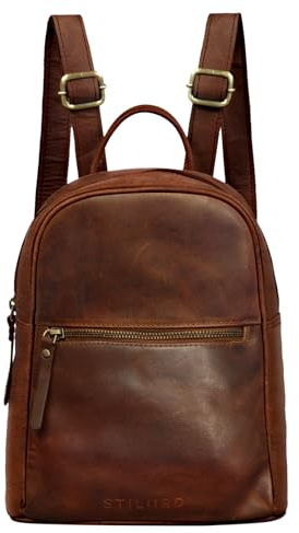 STILORD Scarlett Vintage Rucksack Damen Klein Leder Rucksackhandtasche Lederrucksack für iPad & 10.1 Zoll Tablet Handtasche City Ausgehen Shopping Daypack Farbe:Roma-Cognac