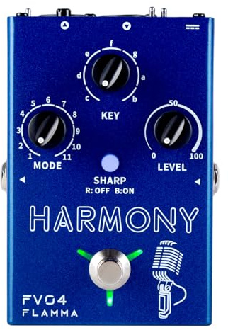 FLAMMA FV04 Vocal Harmony Pedal Vocal Effects Processor Stompbox Voice Mic Harmonizer with Reverb 12 Pitches with 11 Different Harmony Modes All-In-One for Singer and Guirist Singing Recording