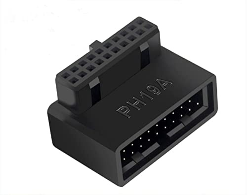 SHANFEILU Adaptador de Placa Base USB 3.0 de 90 Grados Adaptador de extensión Macho a Hembra 19 pines/20 Pines Enchufe de ángulo Recto para Placa Base Escritorio (ángulo Ascendente PH19A)
