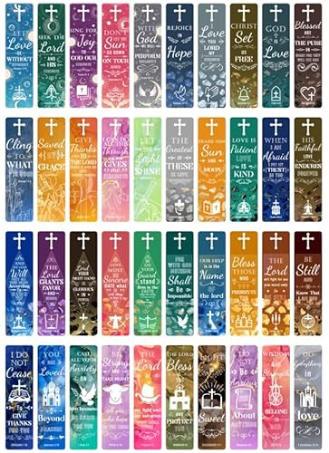 200 Pcs 40 Style Bible Verse Bookmarks Inspirational Scripture Christian Book Marks Motivational Book Markers Cross Bible Bookmark for Women Men Easter Religious Gift Church Supplies
