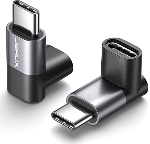 JSAUX USB C Winkelstecker 90 Grad 2 Stück, USB C Winkel 40Gbps Typ C Stecker auf Typ-C Buchse PD 100W Schnellladung Adapter kompatibel mit Steam Deck, Switch, ROG Ally, VR, Laptop, iPhone 17/16/15