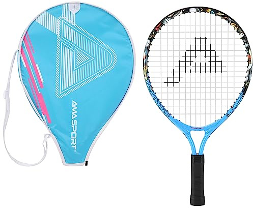 AMA SPORT Kids Tennis Racket for Junior Toddlers Starter Kit 17-25 for Girl Pink and Boy Blue with 420D Nylon Shoulder Strap Bag, Graffiti Blue 17