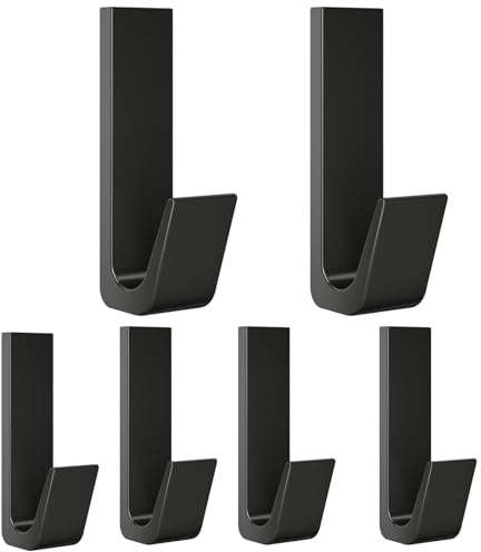 Ganci adesivi da parete, portata fino a 20 kg, portasciugamani senza foratura, supporto da parete, ganci autoadesivi per bagno, asciugamani, cappotti e borse, alluminio, inox (nero, 6 pezzi)