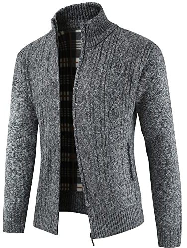 YAOHUOLE Mens Casual Cardigans Outerwear Autumn Elegant Casual Jacket Knitted Tops Dark Gray XL