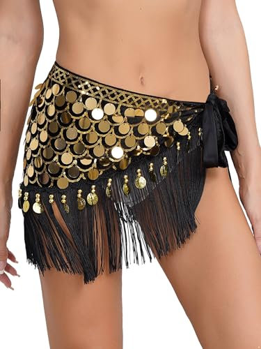 winying 1 st. magdansbälte, magdans, höftdukar, kvinnor, professionell magdans, höftduk, fiskscal, magdans, kostym, höftduk, kjol, paljetter, pärlor, höftduk, Guld, one size