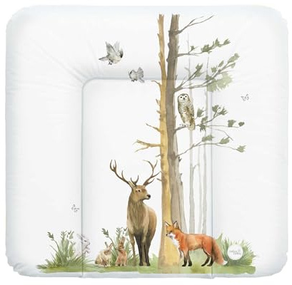 Ceba Baby® Skötmatta 75 x 72 cm – mjukt skötbord för pojkar och flickor – vattentätt och tvättbart – OEKO-TEX® 100 – Tillverkad i EU – Skog