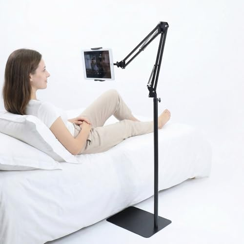 QWORK® Supporto per Tablet Pavimento, Supporto per Tablet Regolabile, Supporto Tablet con Base Robusta, per 4.5-11 Pollici Telefono, Tablet