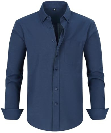 Casey Kevin Camisa Hombre Manga Larga | Camisas Hombre Cuello Abotonado | Oxford | 60% algodón/40% poliéster