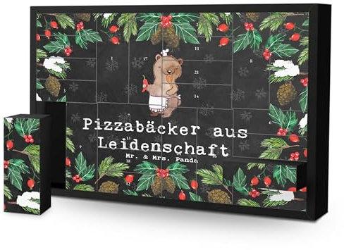 Mr. & Mrs. Panda Adventskalender Pizzabäcker Leidenschaft - Geschenk, Zum Befüllen, Erwachsenen, Selbst, Weihnachtskalender, Spruch, Witzig, Pizzabringdienst, Lustig, Geschenke