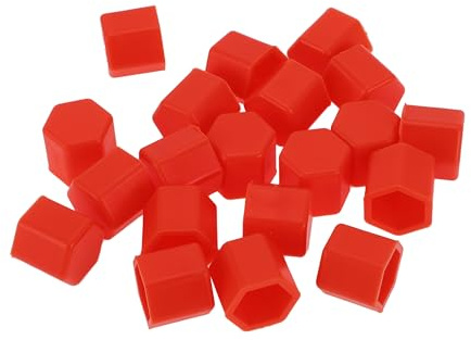 Partuto 20 Pcs Wheel Lug Nut Bolt Rims Tire Nut Screws Dust Cap Cover Nut Protection Silicone Red 2.2x17x20mm