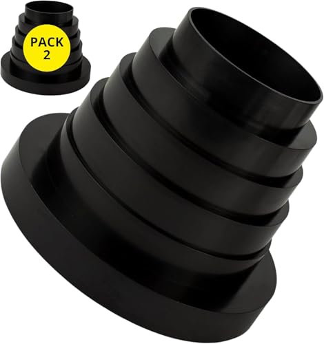 CONTROL GARDEN Pack x 2 Reductor Extractor Universal para Sistemas Ventilación Negro - Acople Conector para Conductos Ventilación Aire - Diámetro Ø 80 100 110 125 150 mm - Reductor Tubo