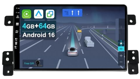 [4+64G] 9 Android 16 Bilradio för Suzuki Grand Vitara 2004-2015 med Trådlös Carplay Android Auto Wifi GPS Navi Bluetooth 5.0 FM MirrorLink-Ingår backkamera