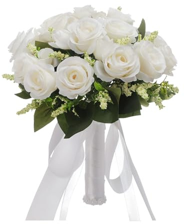 YasJess Bridal Bouquet, Artificial Realistic Wedding Decoration, Rose Bouquet for Wedding Photography