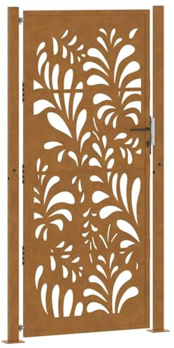 Générique Porte de Jardin Acier résistant aux intempéries Design Vagues,Quincaillerie, Clôtures & barrières, Portillons, Brun (Poids 28.95KG)