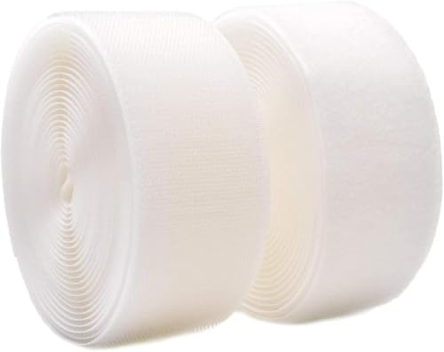 Marine Aurora Ruban auto-agrippant en nylon blanc de 5,1 cm de large, ensemble de fermeture à coudre non adhésif pour sacs, vêtements, loisirs créatifs, 616 cm de long