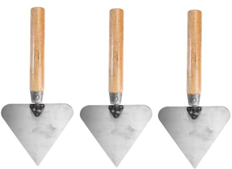 Toddmomy Paleta Para Albañil De Acero Inoxidable y Mango De Madera Natural, Paleta Triangular Para Yeso y Ladrillos, Herramienta Manual De Construcción, 3 Piezas, Uso Profesional y Bricolaje