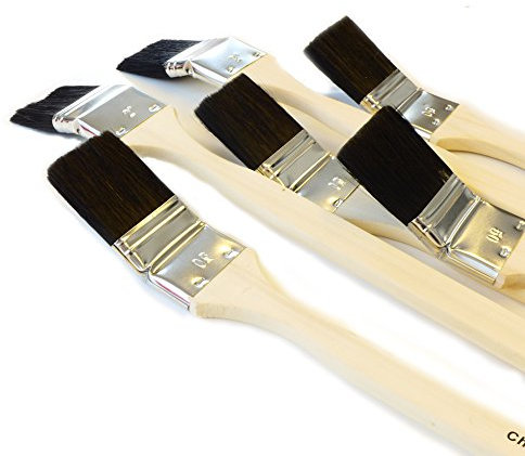 ROTIX - 98046 Lot de 6 pinceaux d'angle pour radiateur 50 mm 50 mm poils mélangés noirs de qualité artisanale