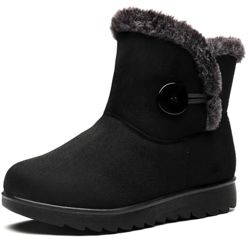 Vunavueya Zapatos Invierno Mujer Botas de Nieve Forradas Calientes Zapatillas Botines Planas Con Cremallera Casuales Boots para Mujer Negro Nero 36 EU/235CN