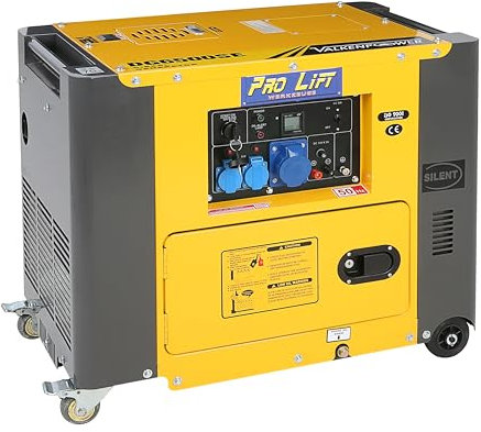 Pro-Lift-Werkzeuge Groupe électrogène de secours silencieux 5500 W 230 V Moteur diesel 4 temps refroidi par air Générateur électrique de démarrage Générateur silencieux