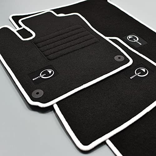 Mattenprofis Velours Logo Fußmatten Set kompatibel mit Smart Fortwo 453 Coupe und Cabrio (alle Modelle) ab Bj.07/2014 Weiss