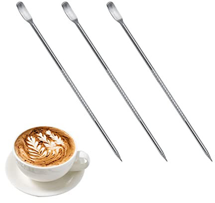 Latte Art Penna, Ago Penna Caffè, Caffè Arte Penna, Penne per Decorare Il Caffè Caffè Tirare Ago, Strumento per Decorare il Ago da Caffè Fai-da-te,per la Decorazione del Cappuccino Latte, 3 Pack