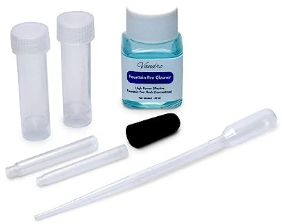 Vandro Fountain Pen Cleaning Flush Kit - High Power Fountain Pen Flush Solution with Accessories