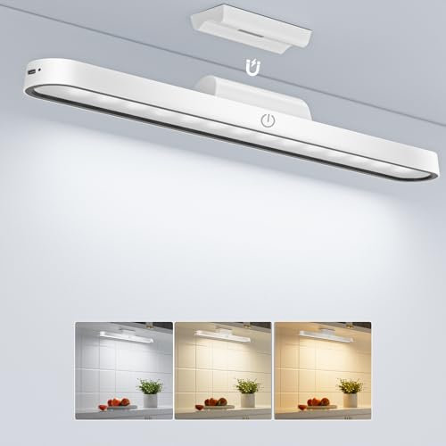 Under Cabinet Lights, 6000K Dimmable Wireless Cupboard Lighting, USB-C 2500mAh Rechargeable Battery Operated LED for Kitchen, Wardrobe, Stair and Mirror