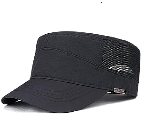 WOUND Gorras De Hombre Gorro Plano del Ejército De Gran Tamaño para Hombre De Cabeza Grande De Invierno, Sombrero Militar De Malla De Poliéster De Talla Grande para Hombre, 55-60Cm 60-65Cm,Blac