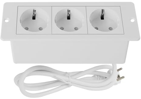 Bordsskiva sänkt uttag, bordsuttag med USB och typ-C, flera uttag inbyggt uttag skrivbordsuttag för kontor, kök (vit 2)