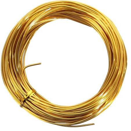 15.5 Meter Gold Aluminium Basteldraht, 16 Gauge 1.5mm Dicke Bildhauerei Draht, Armatur Draht für Bildhauerei, Biegsamer Metalldraht für die Herstellung von Puppen Skelett, DIY-Handwerk