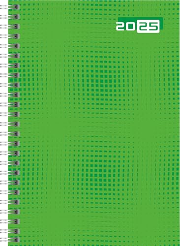 rido/idé bokkalender modell futura 2 (2025), 2 sidor = 1 vecka, A5, 160 sidor, grafiskt omslag, grön