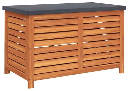 vidaXL Boîte de Rangement de Jardin 90x48x55 cm Bois Massif d'eucalyptus, Rangement de Coussins d'extérieur, boîte de Rangement de Coussins d'extérieur, boîte de Rangement d'extérieur