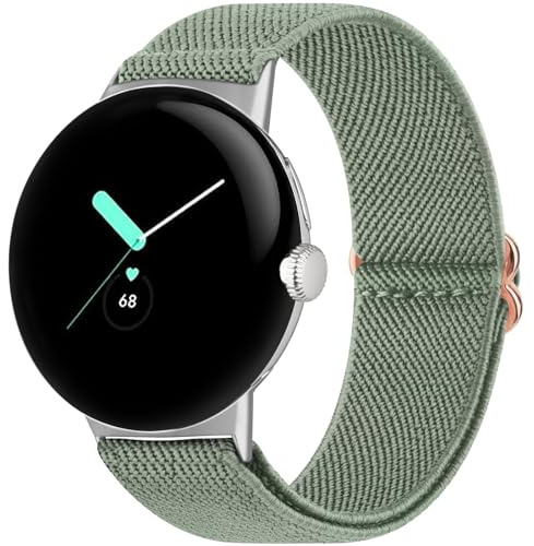 Oumida Armband für Google Pixel Watch 2 Armband/Pixel Watch Armband für Herren Damen, Weiches Elastisch Nylon Ersatzarmband für Google Pixel Watch Armband/Pixel Watch 2 Armband (Kieferngrün)