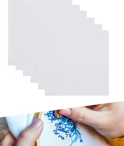 AORHOFJ 6 Stück Kreuzstich Stoff, 11CT Stickerei Stoff, DIY Stickerei Stoff, Leinwand für Stickerei, Nähen DIY Stickerei Stoff Crafts Kreuzstich (20 * 20)