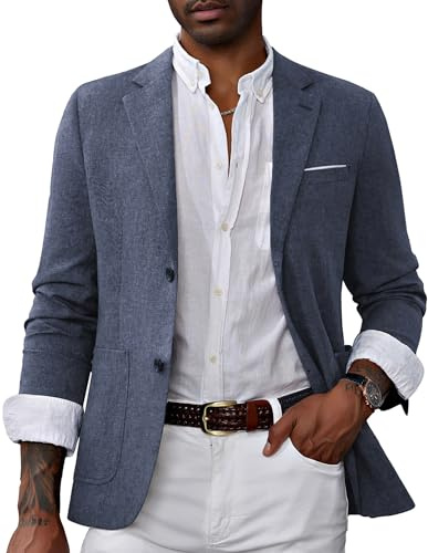 PaulJones Blazer da Uomo Classico Monopetto Slim Fit, Giacca Leggera da Completo M Blu