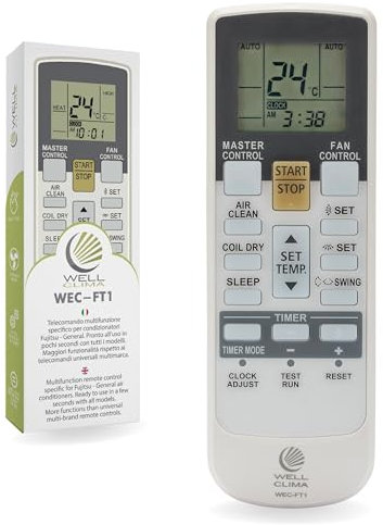 Wellclima Telecomando Universale per condizionatori Fujitsu - General, Pompa di Calore, Inverter, pronto all’uso in pochi secondi, Compatibile con tutti i modelli, non funziona su altre marche