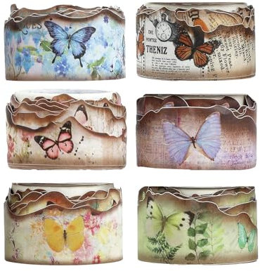 XDGBGFN 6 Rollen Scrapbook Zubehör Washi Tape set Vintage Verbrannt Aussehende Schmetterling Design Sense Handgemachte Tagebuch Dekorative Tape für DIY Handwerk Zubehör