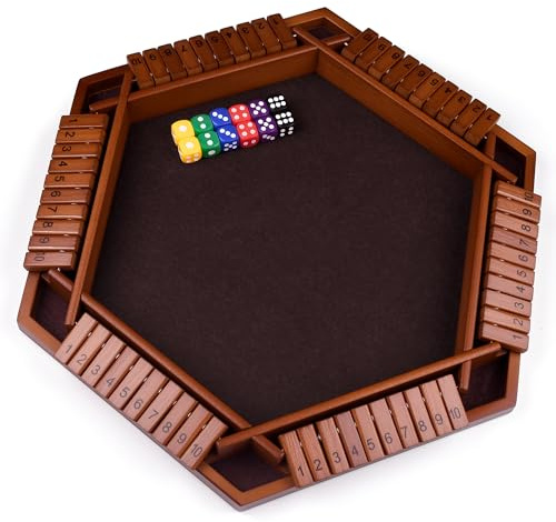 Havnidy Shut The Box Game 2-6 Player Wooden Table Games,Classic Dice Games,Travel Game,Wooden Math Traditional Pub Board Dice Game, Family Board Games Holiday Fun Game