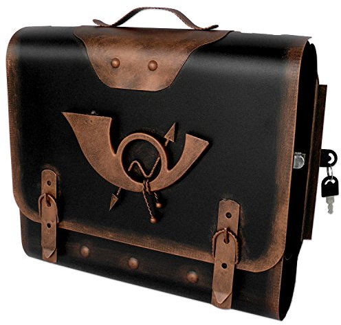 Stelling® Briefkasten POSTHORN 3 Antik-Vintage-Look, Schultasche, Ranzen, Wandbriefkasten, Zeitungsfach, Handarbeit, Retro, Kupfer, Messing, Bronze, Metall (Kupfer, Entnahme Rechts)