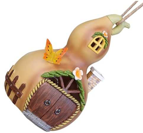 BESPORTBLE Ornement De Jardin Résine Avec Lampe Solaire Forme De Maison De Gourde Décoration Extérieure Pour Cour Et Patio Statue Lumineuse Portable Pour Aménagement Paysager